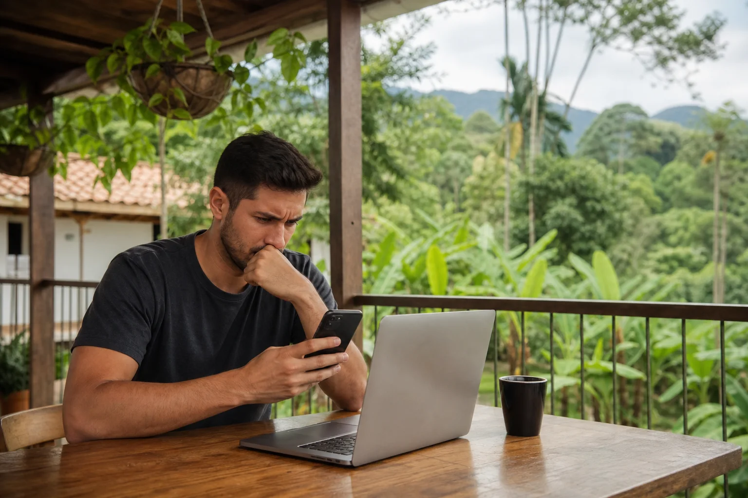 Rental host checking a payment verification on a phone before giving access to a guest.