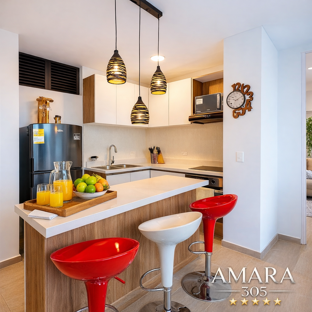 Cocina equipada para estadías largas